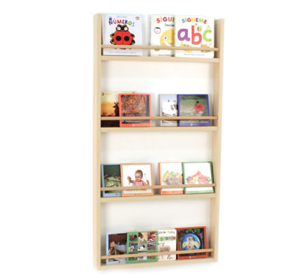 Libreria Infantil para Niños, Estanteria Infantil de Pared, Libreria  Montessori de 2 Niveles con 4 Ganchos, Blanco+Roble Claro