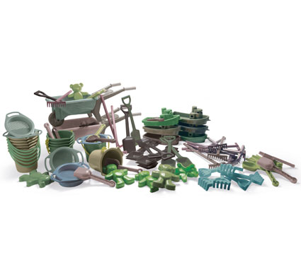 Gran set de juego de aigua y arena Eco serie Green Bean set de 80