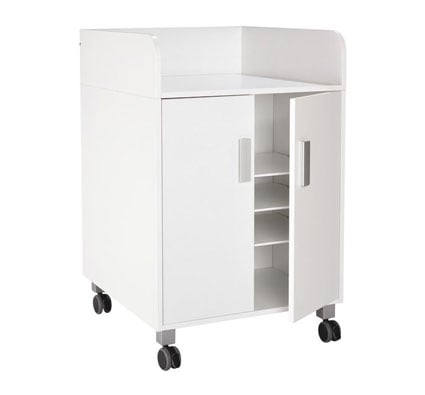 Mueble cambiador kazéo 70 cm con 6 estantes y 2 puertas con ruedas la unidad