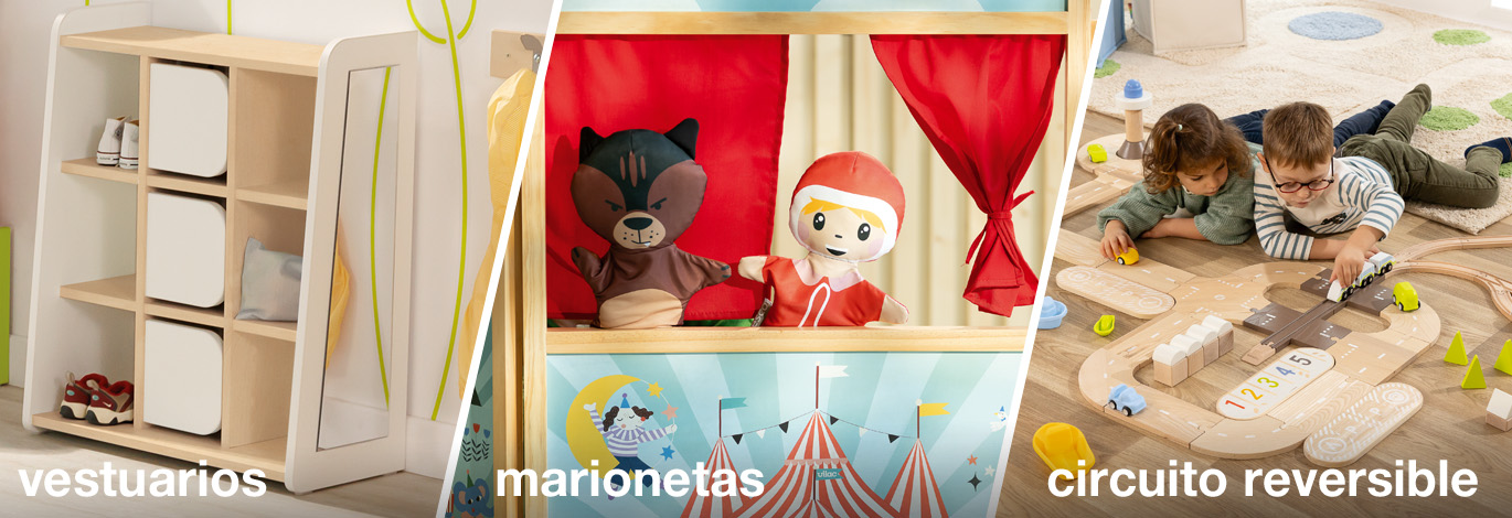 Vestuarios, marionetas y circuito reversible